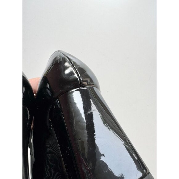 ZARA Black Faux Patent Leather Square Toe Block Heel Mary Jane Pumps, Size 37 - Picture 9 of 12